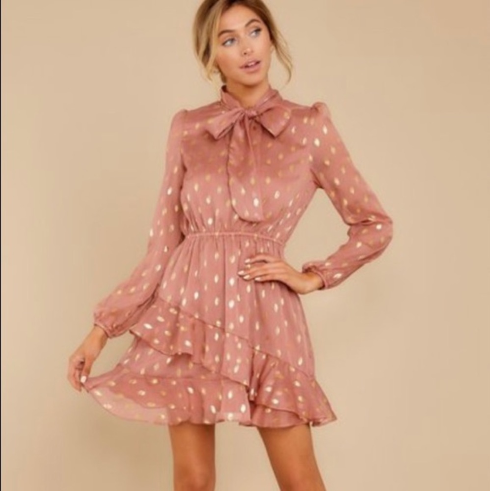 Creative Play Mauve Pink and Gold Print Dress